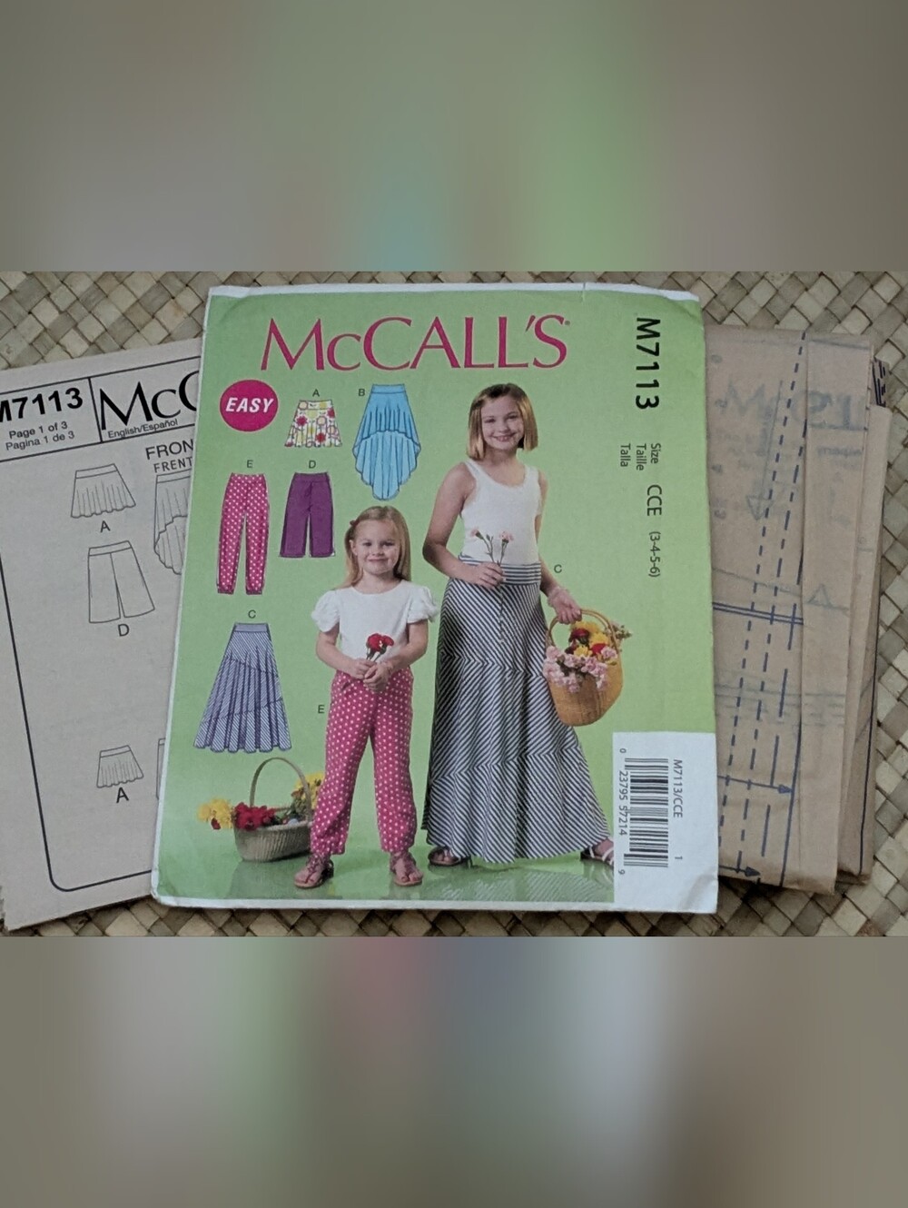 McCall's Pattern M7113 for Stretch Knits - Easy Girls' Sizes 3,4,5,6 - Uncut